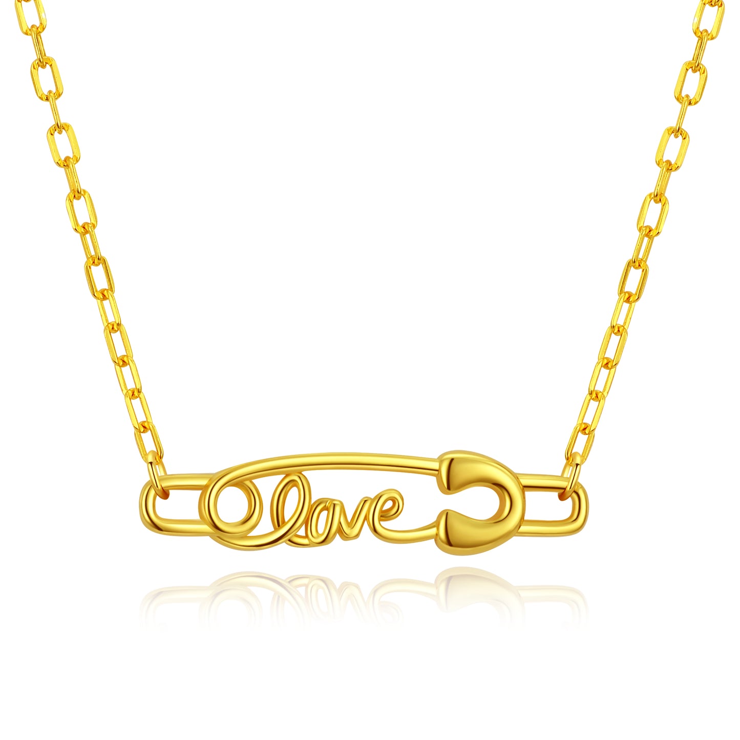 TRIBE "Love" safety pin silver necklace