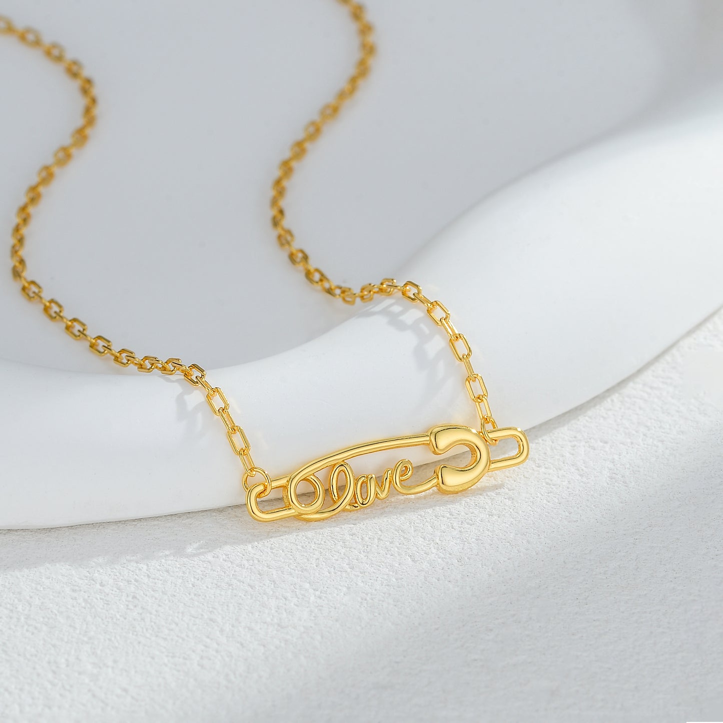 TRIBE "Love" safety pin silver necklace