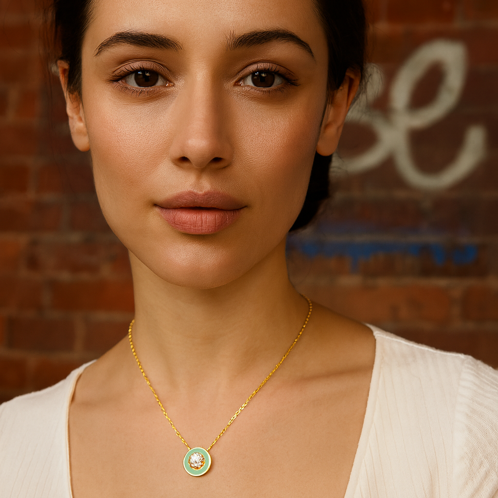 TRIBE circular silver necklace in blue