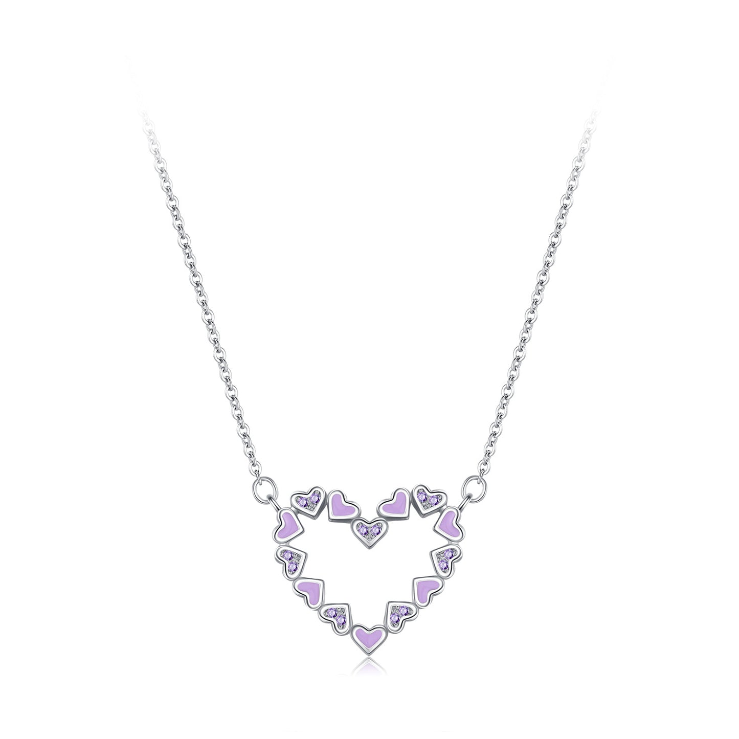 TRIBE art deco heart silver necklace