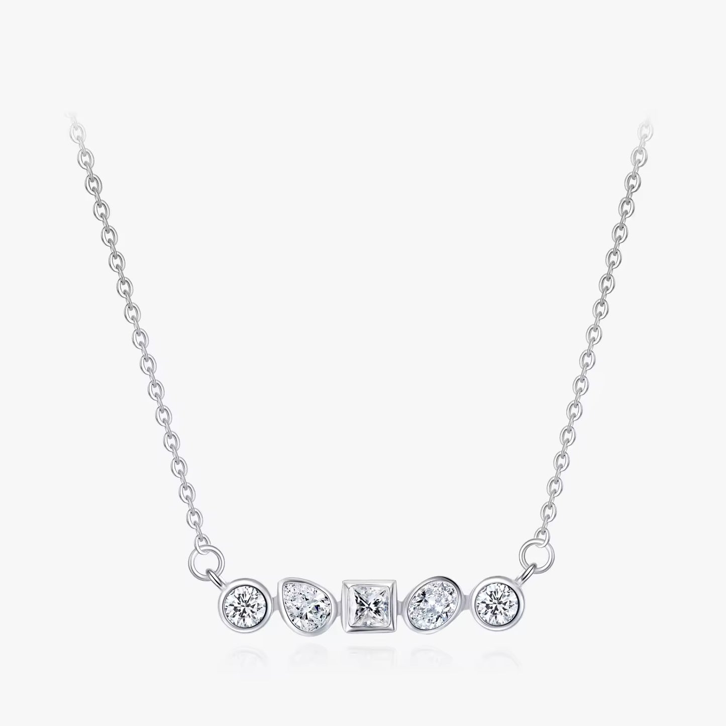 TRIBE Gatsby multi-stone silver necklace