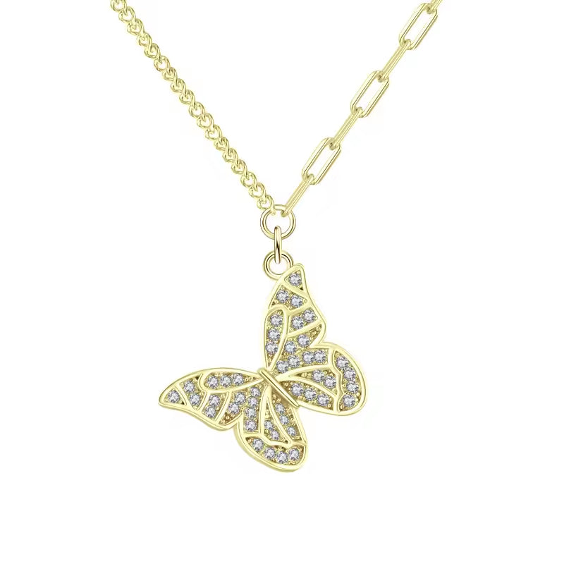 TRIBE flutterby silver necklace in gold plate