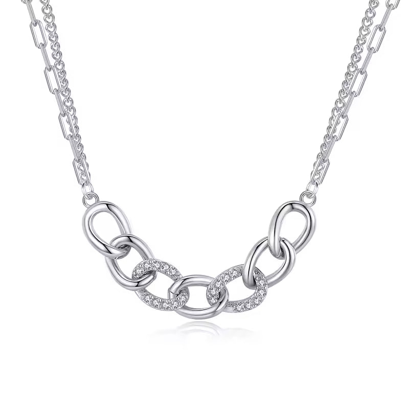 TRIBE chunky silver chain with cubic zirconia