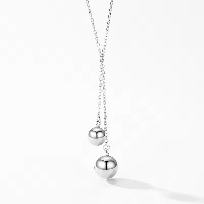TRIBE double ball silver necklace