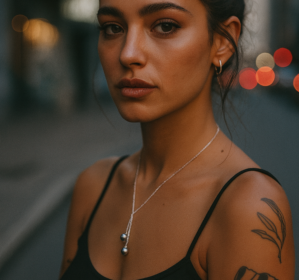 TRIBE double ball silver necklace