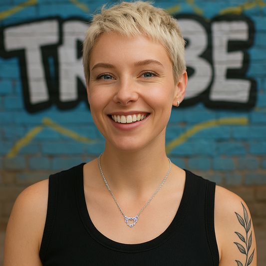 TRIBE art deco heart silver necklace