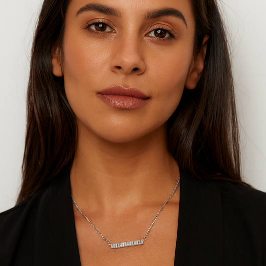TRIBE Gatsby bar silver necklace