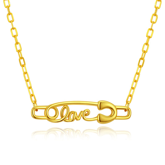 TRIBE "Love" safety pin silver necklace