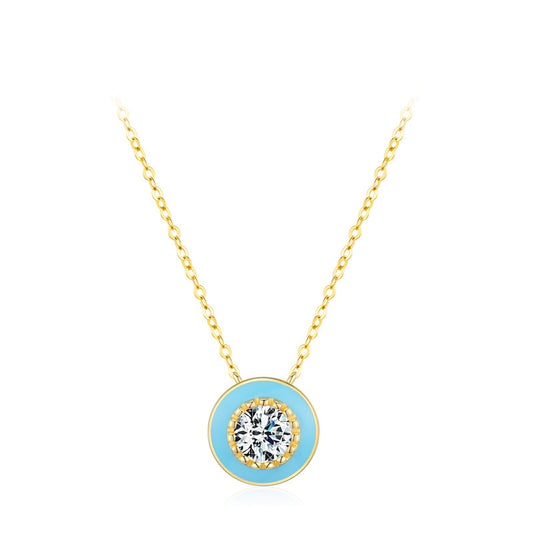 TRIBE circular silver necklace in blue