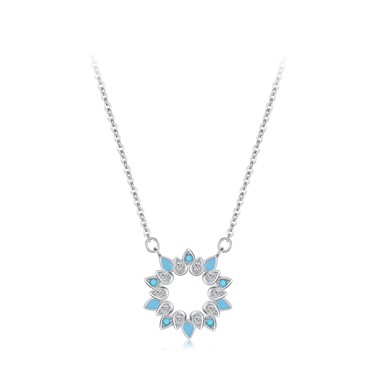 TRIBE art deco circle silver necklace