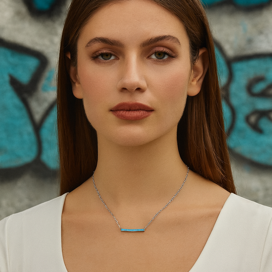 TRIBE art deco bar silver necklace