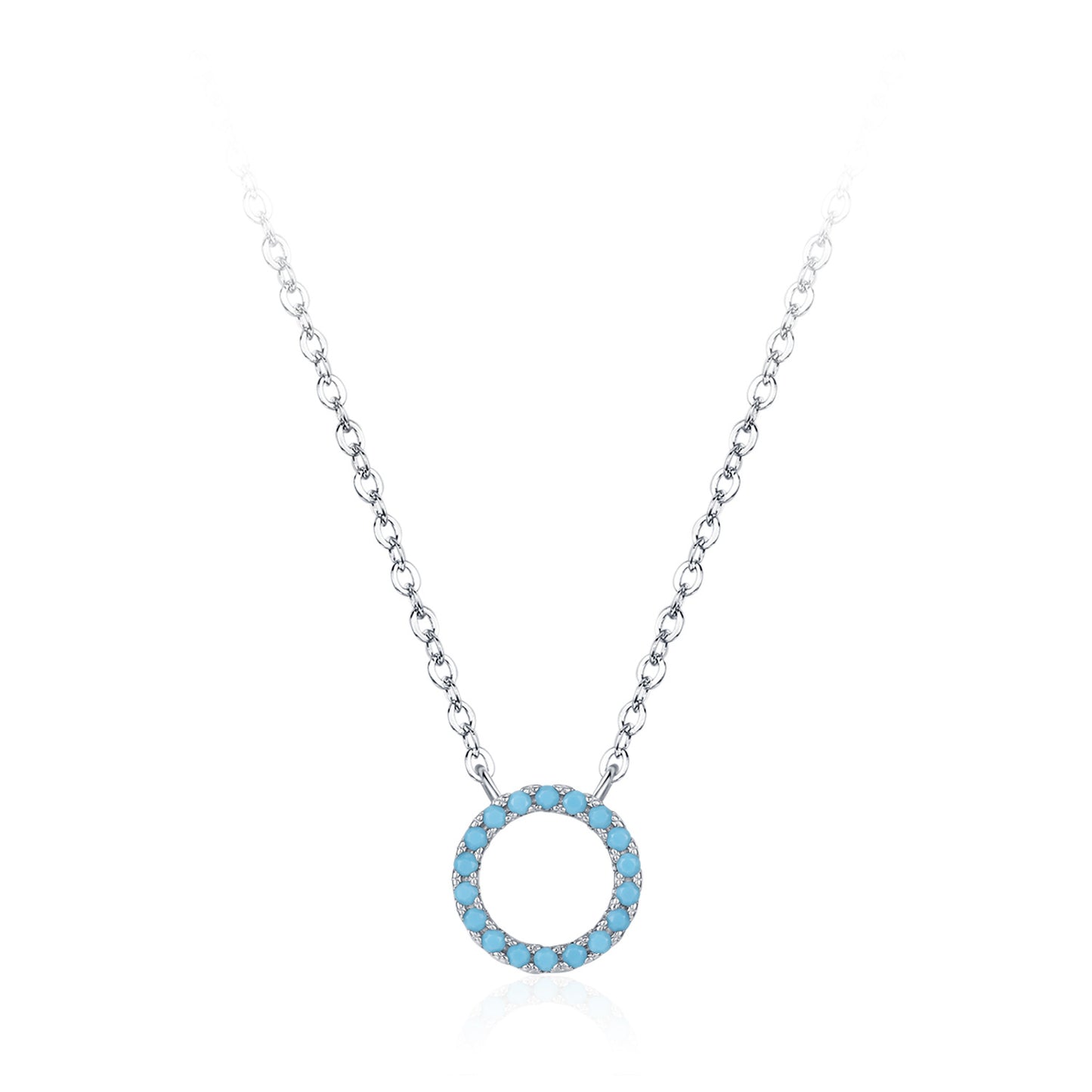 TRIBE art deco circle silver necklace