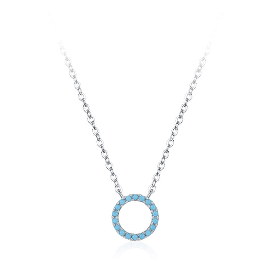 TRIBE art deco circle silver necklace