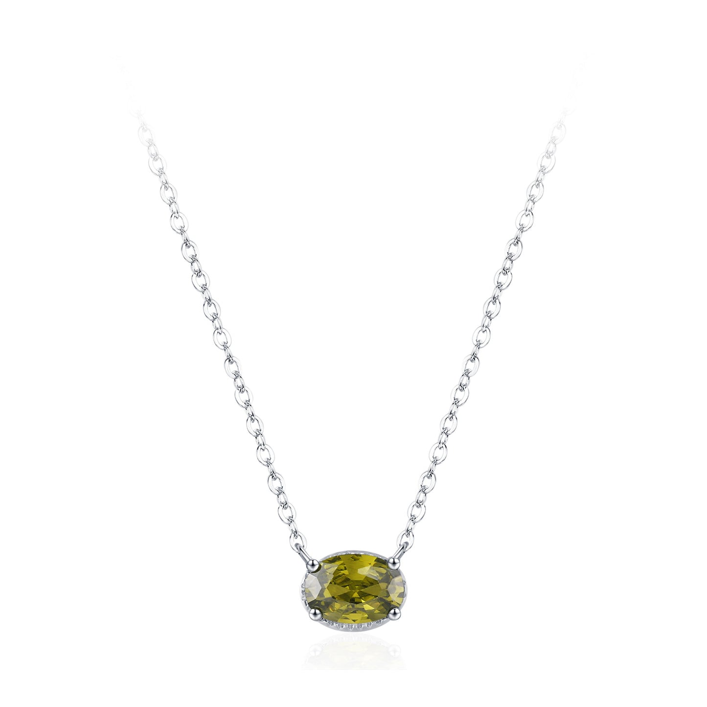 TRIBE oval silver pendant necklace in green