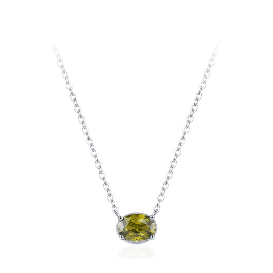 TRIBE oval silver pendant necklace in green