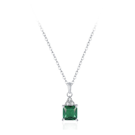 TRIBE square silver pendant necklace in green