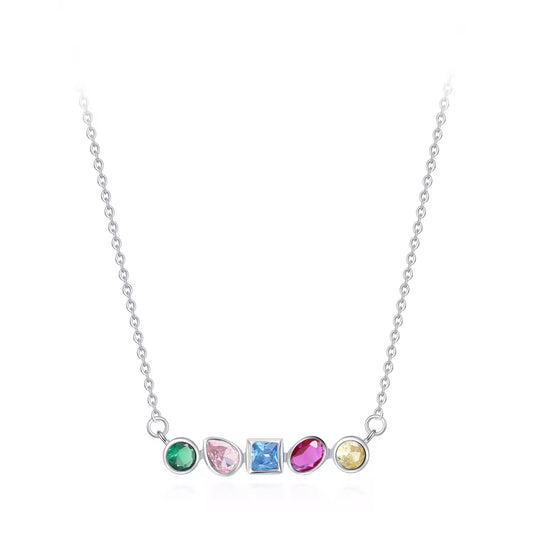 TRIBE Gatsby multi-coloured silver necklace