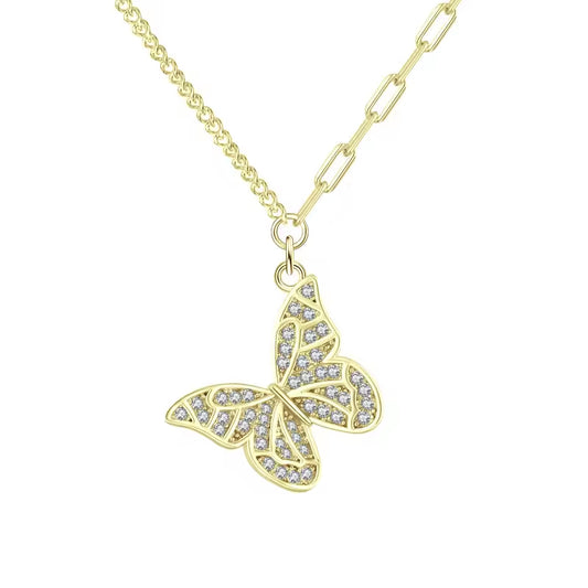 TRIBE flutterby silver necklace in gold plate