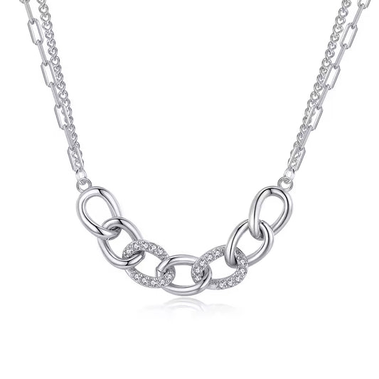 TRIBE chunky silver chain with cubic zirconia