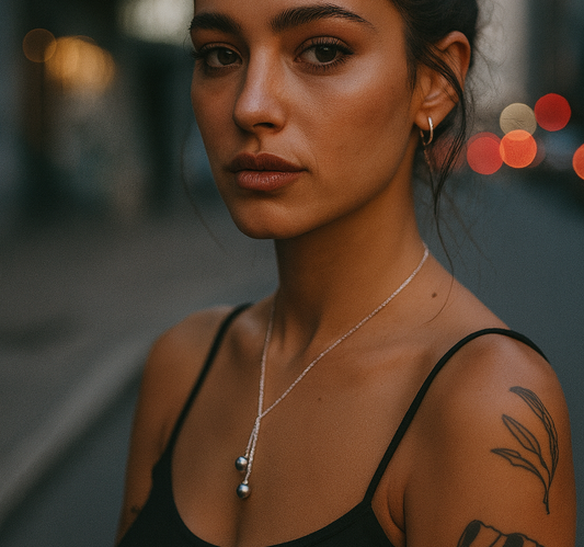 TRIBE double ball silver necklace